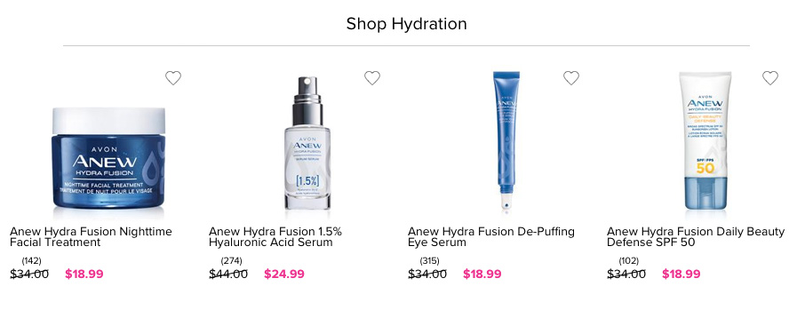 Avon Anew Hydra Fusion Skin Care.