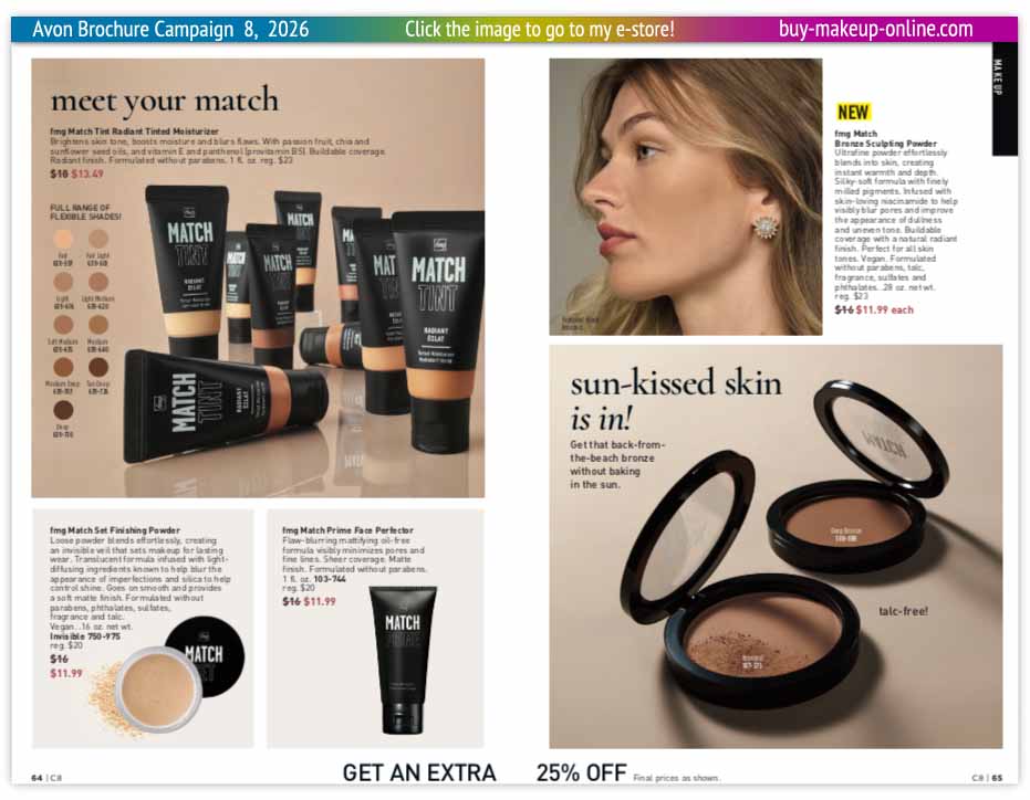 New Avon Campaign 8 book Online | Avon Match Tinted Moisturizer Finishing Powder Face Perfector Bronze Sculpting Powder