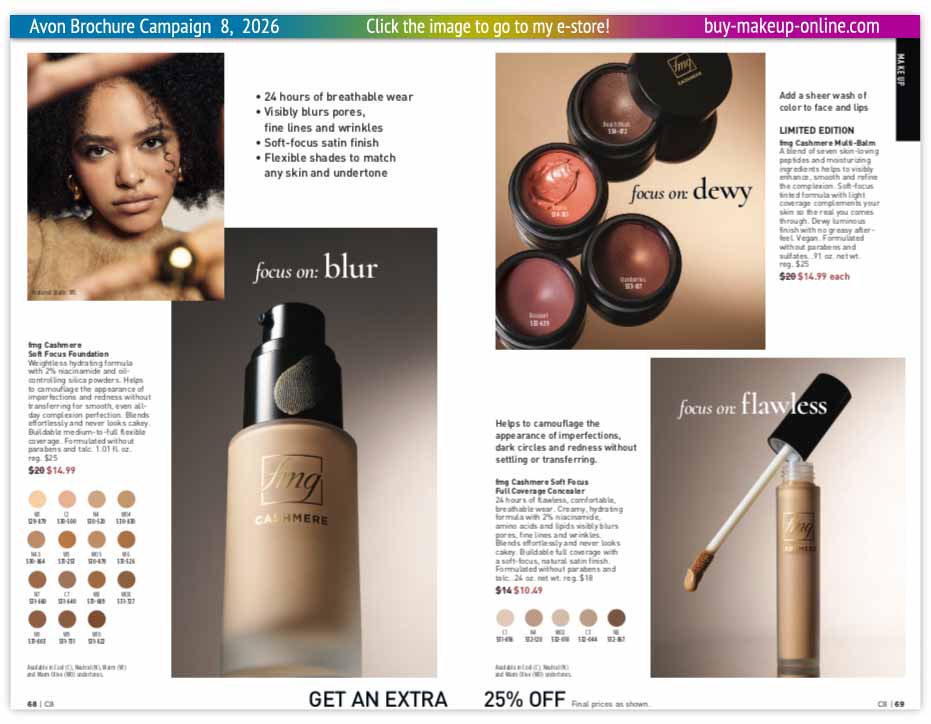 New Avon Campaign 8 book Online | Avon Cashmere Soft Focus Foundation Concealer Multi Balm