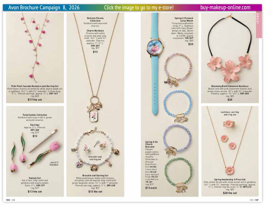 view Avon Catalog Campaign 8 Online | Avon Jewelry Delicate Florals Collection
