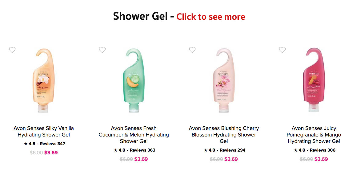 Avon Senses Shower Gel & Body and Shower Products 