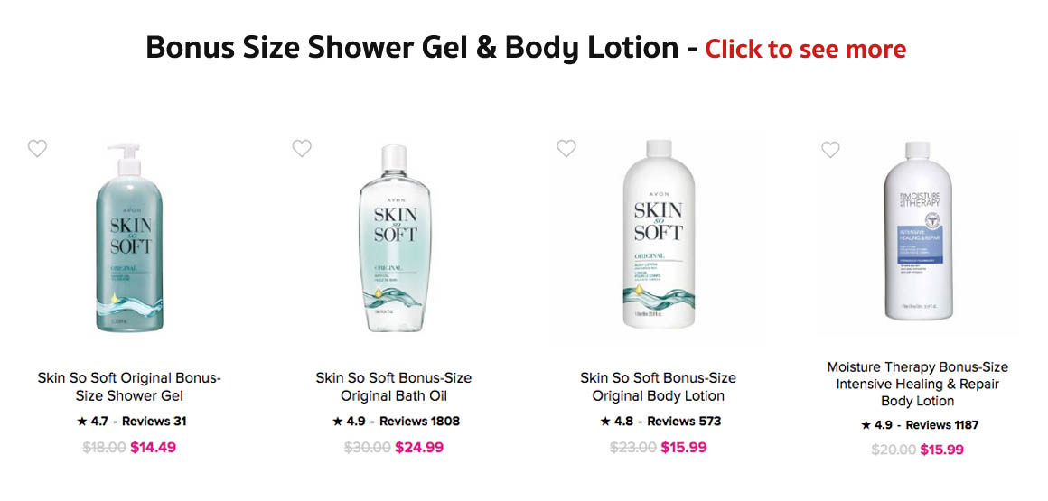 Buy Avon Bath & Body and Shower Products Online | Avon Bonus Size Shower Gels Body Lotion 