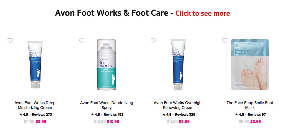 Buy Avon Bath & Body and Shower Products Online | Avon Foot Works 