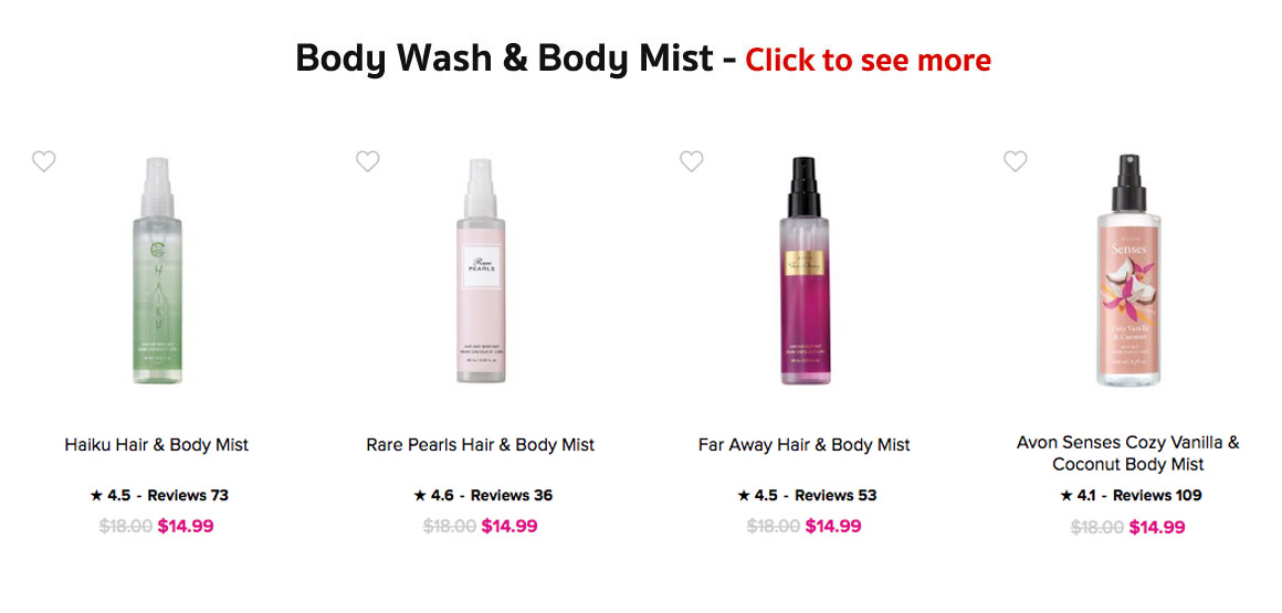 Avon Bath Oil & Body and Shower Products | Avon Body Mist & Body Wash 