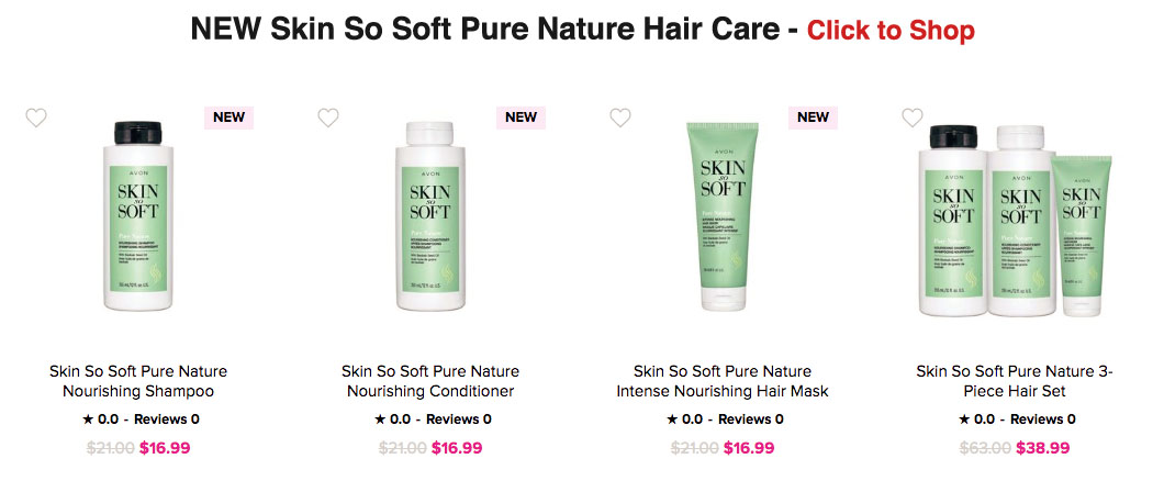 Avon Bath & Body and Shower Products Online | Skin So Soft Pure Nature Hair Care 