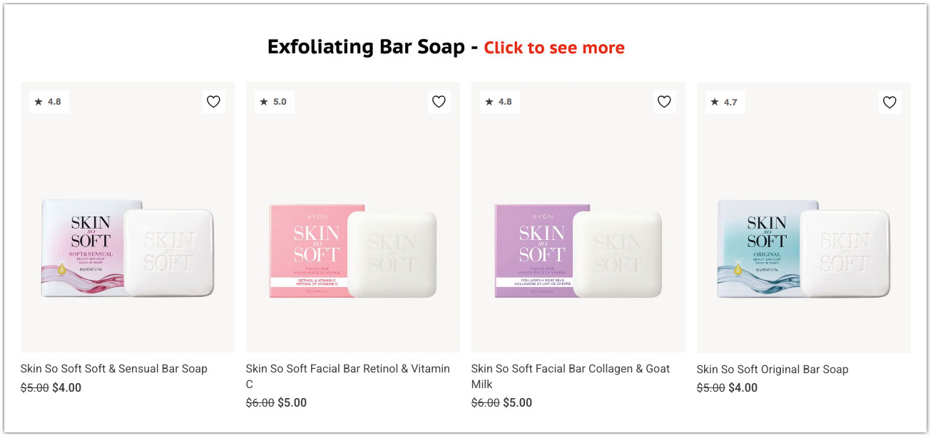 Buy Avon Bath & Body and Shower Products Online | Buy Avon Skin So Soft Facial Bar Online 