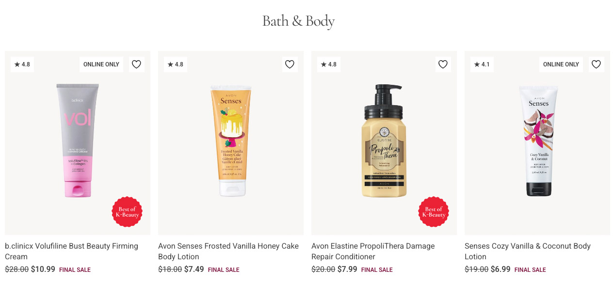 Avon Flash Sale Discontinued Bath & Body Products Closeout Sale 