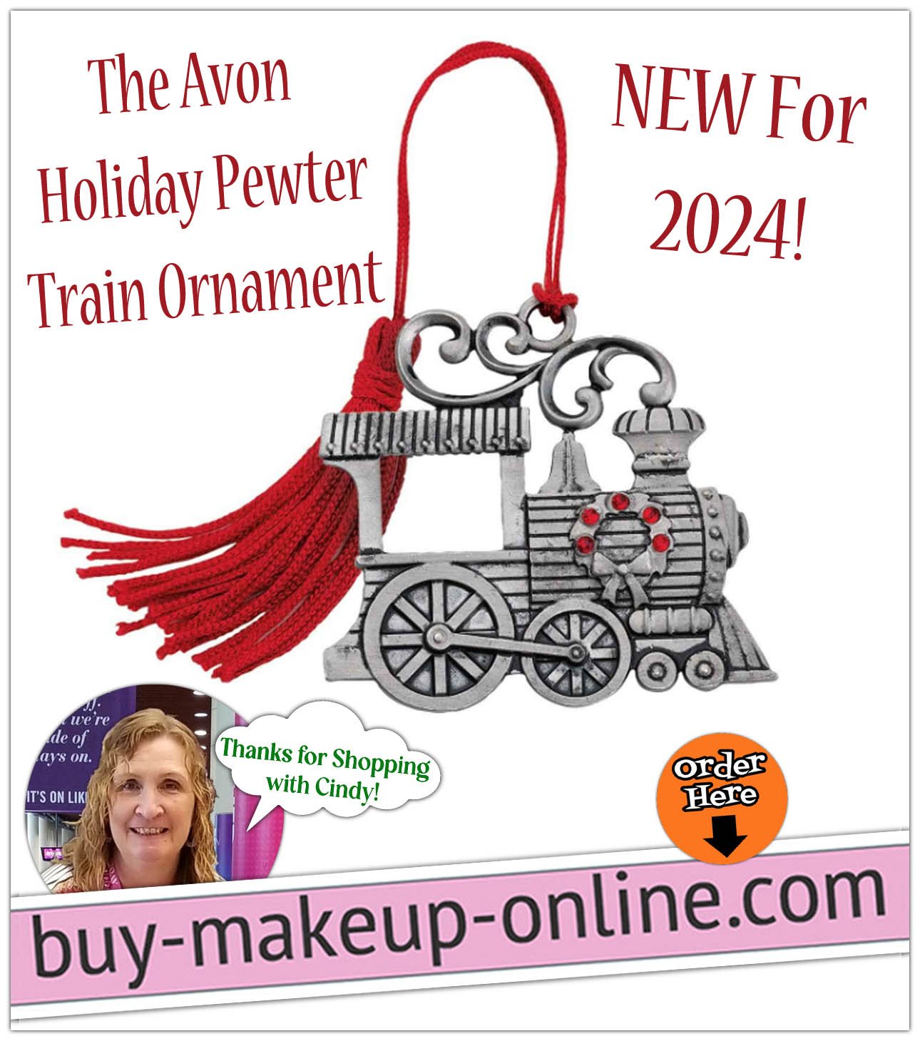 Avon Holiday Pewter Train Ornament 2024 