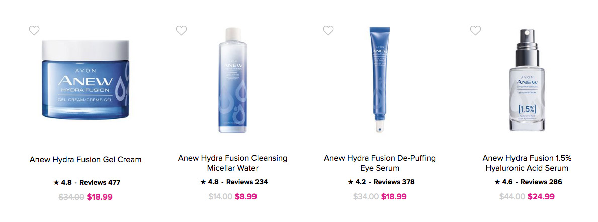 Avon Anew Hydra Fusion Skin Care.
