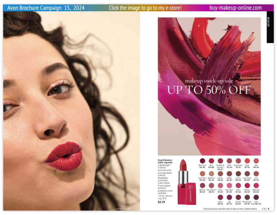 Current Avon Brochure Campaign 15 Online | Avon Glimmer Satin Lipstick 