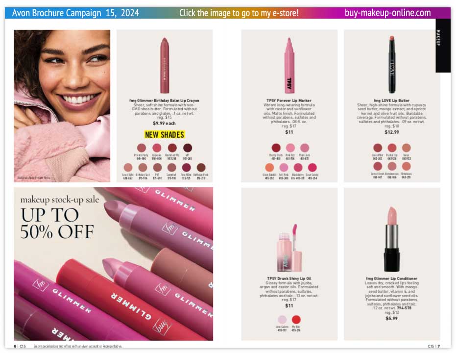 Current Avon Brochure Avon Catalog Campaign 15 Online | Avon Birthday Balm Lip Butter Conditioner TPSY 
