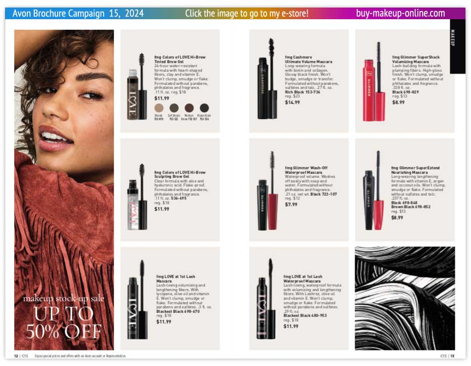 Avon Campaign 15 Brochure Catalog Online | Avon FMG Brow Gel Mascara 
