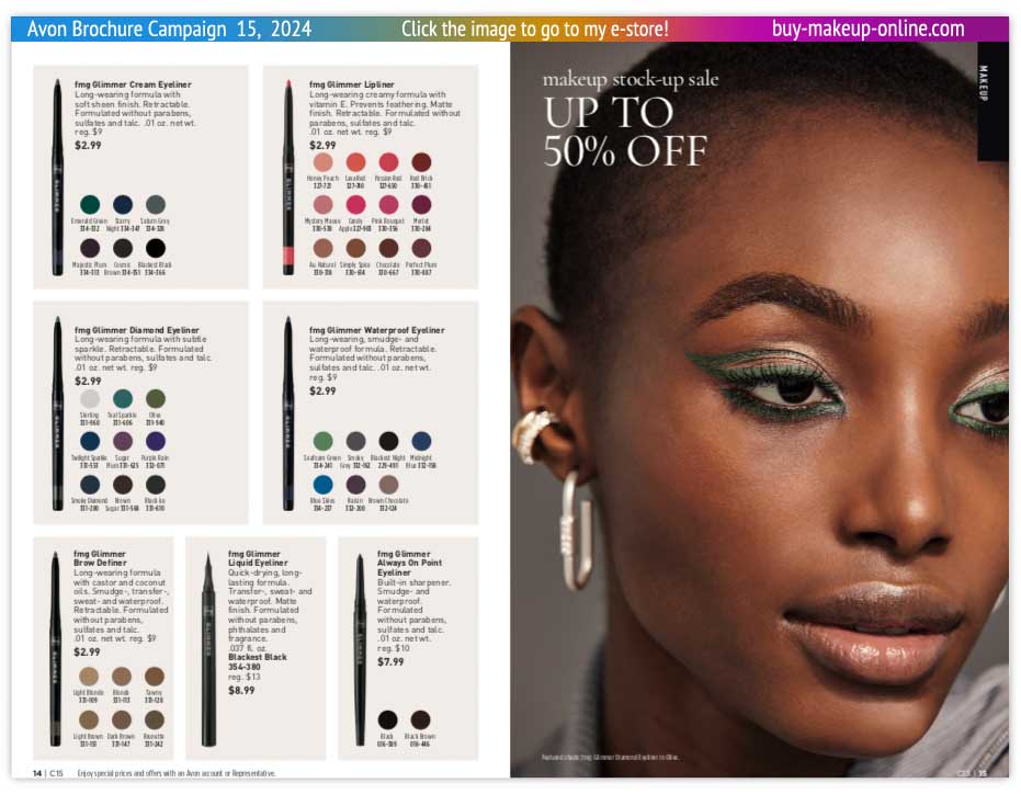 Avon Catalog Campaign 15 Online | Avon FMG Glimmer Liner Brow Definer 