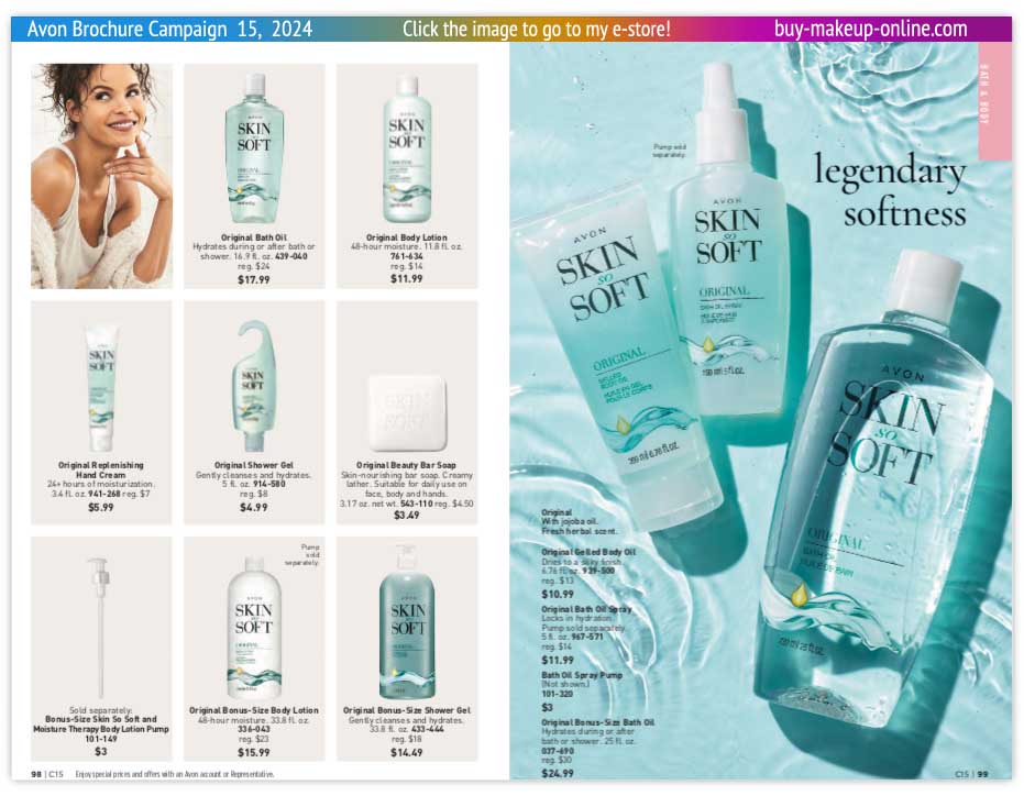 view Avon Catalog Campaign 15 Online | Avon Skin So Soft Original 