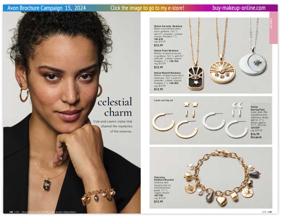 view Avon Catalog Campaign 15 Online | Avon Jewelry Celestial Charm Collection 
