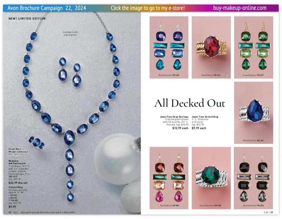 Avon Campaign 22 Brochure Catalog Online | Avon Jewelry Ocean Blue Collection 