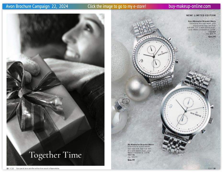 Current Avon Brochure Campaign 22 Brochure Catalog | Avon Jewelry His And Hers Bracelet Watch Collection 