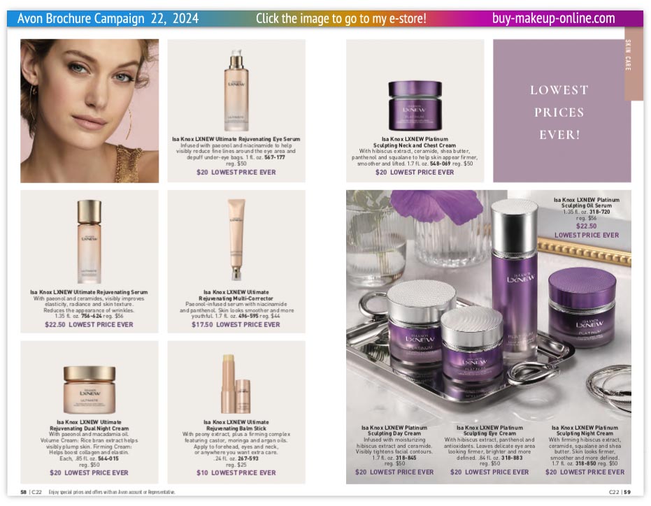 New Avon Campaign 22 book Online | Avon Isa Knox LXNEW Ultimate Platinum 