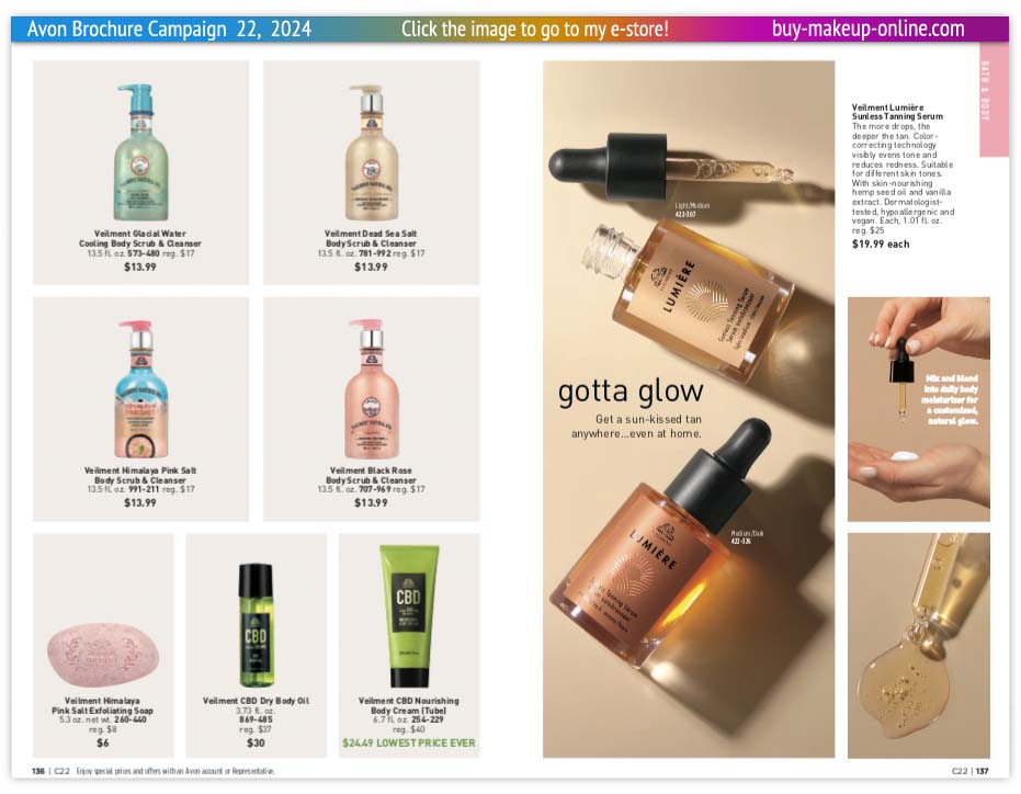 view Avon Catalog Campaign 22 Online | Avon Veilment Natural Spa Sunless Tanning Serum 