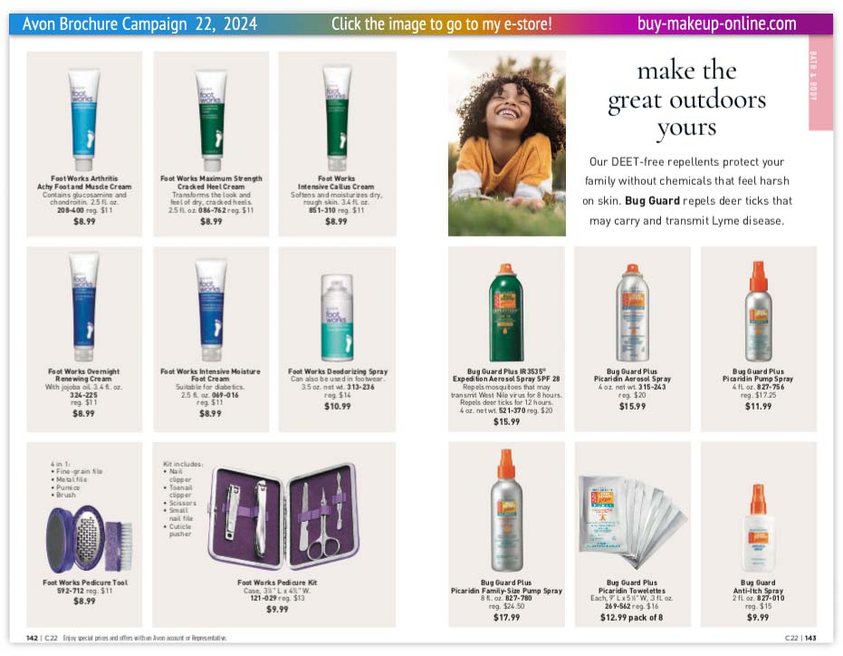 view Avon Catalog Campaign 22 Online | Avon Foot Works Foot Care Bug Guard 