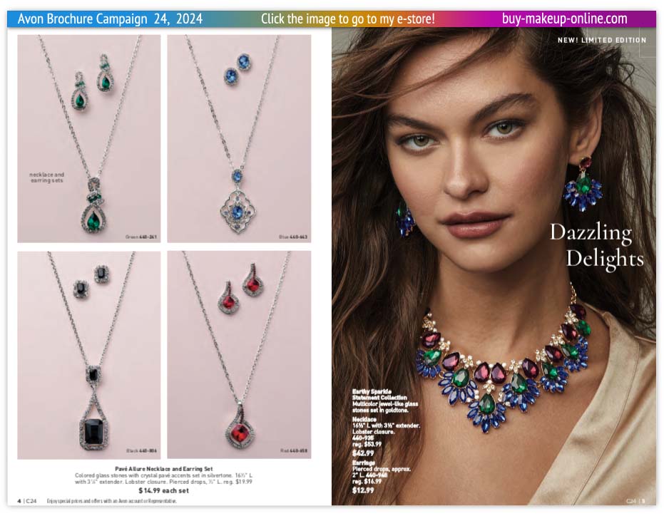 Current Avon Brochure Campaign 24 Online | Avon Jewelry Pave Allure Necklace And Earring Set 