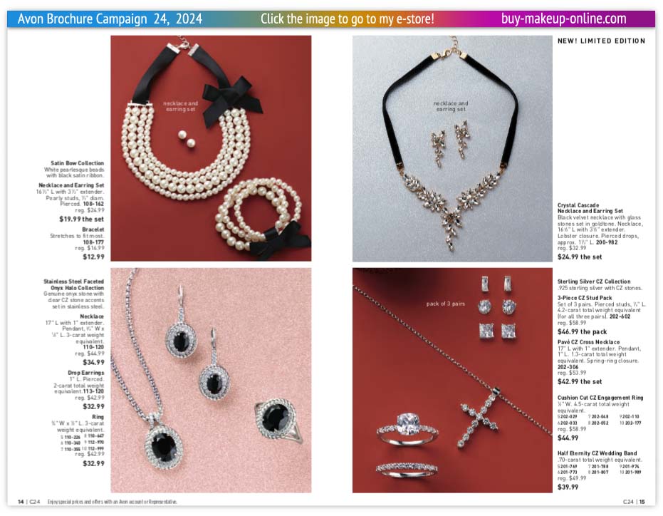 Avon Catalog Campaign 24 Online | Avon Jewelry Satin Bow Collection 