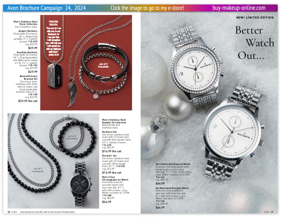 Avon Catalog Campaign 24 | Avon Jewelry Mens Stainless Steel Grace Collection 