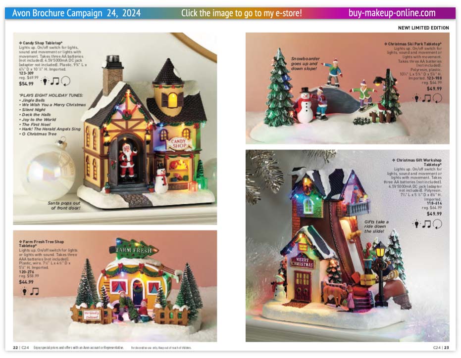 Current Avon Brochure Campaign 24 Brochure Catalog | Avon Christmas Light-Up Tabletop Christmas Ornament 