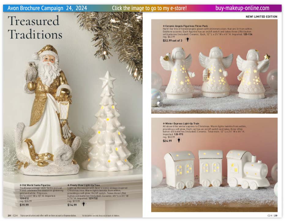 Avon Campaign 24 Catalogs Online | Avon Christmas Light Up Ceramic Angels Winter Express Train Light-Up Tree 