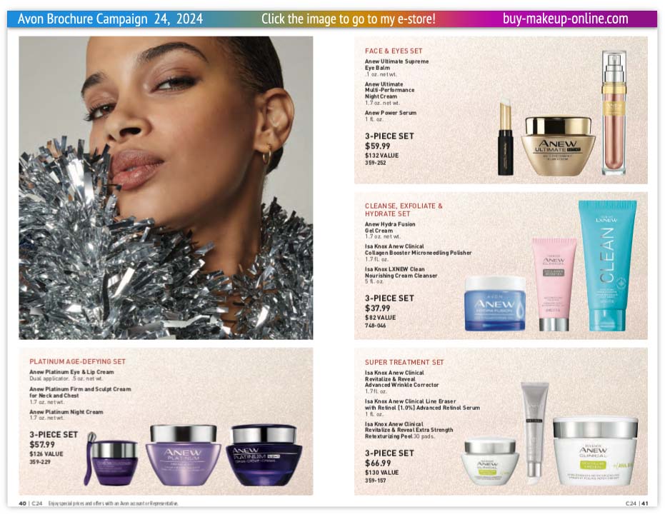 view Avon Campaign 24 Brochures Online | Avon Anew Platinum Anew Clinical 3-Piece Set 