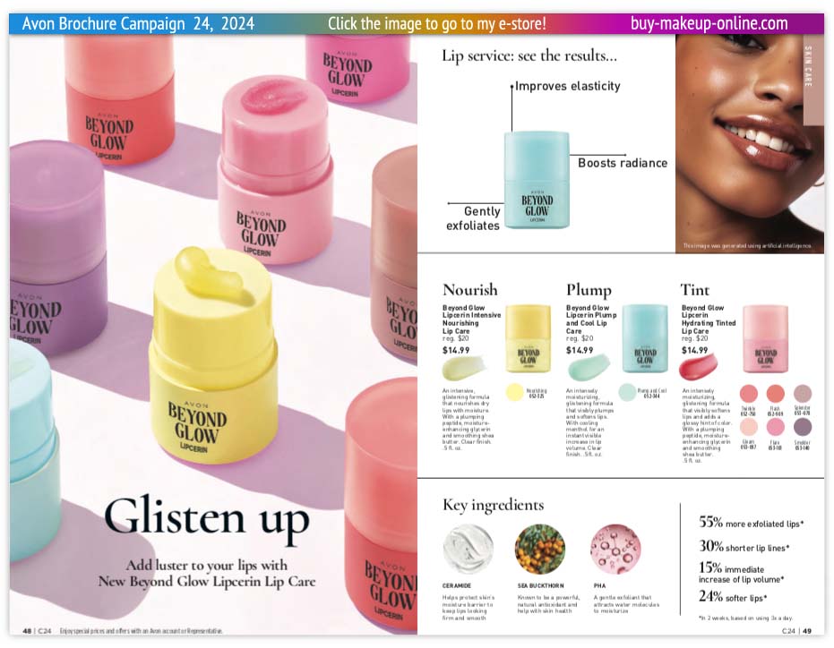 Avon Book Campaign 24 Catalog Online | Avon Beyond Glow LipCerin 