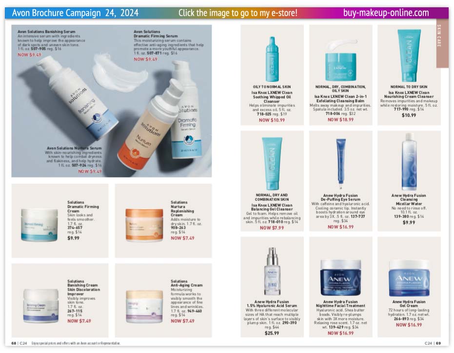 New Avon Campaign 24 book Online | Avon Solutions Cream Serum Anew Hydra Fusion LXNEW Clean 