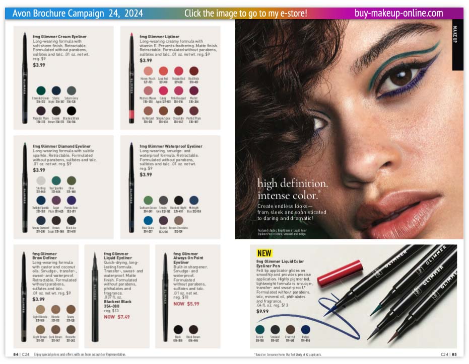 view Avon Campaign 24 Catalog Online | Avon Glimmer Liner EyeLiner Brow Definer 