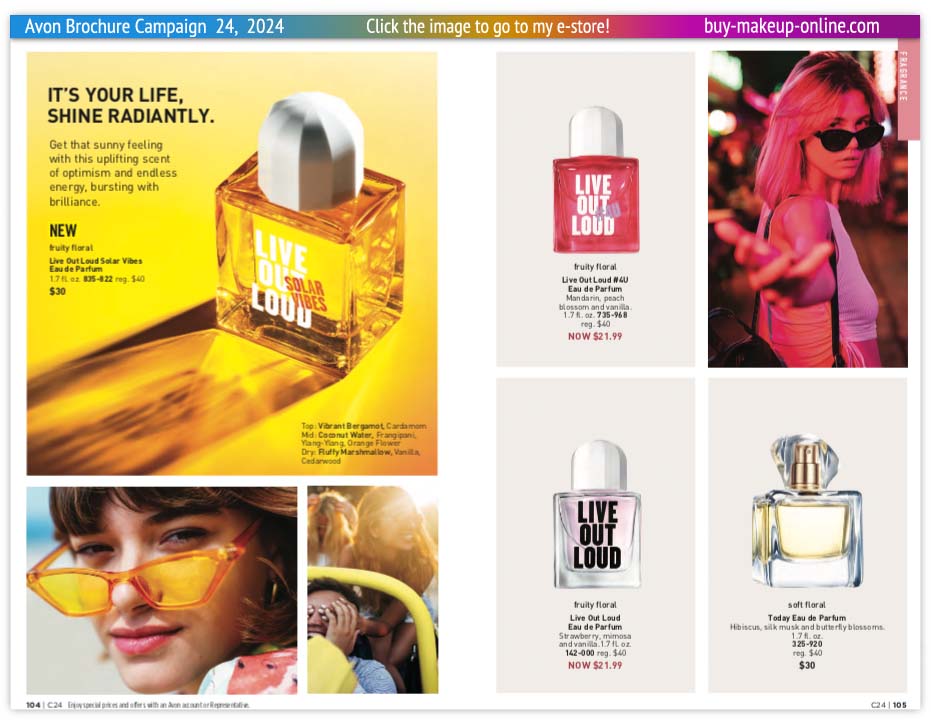 view Avon Catalog Campaign 24 Online | Avon Fragrance Live Out Loud & Today 