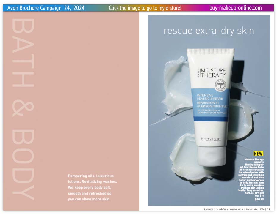 view Avon Catalog Campaign 24 Online | Avon Moisture Therapy Intensive Healing 