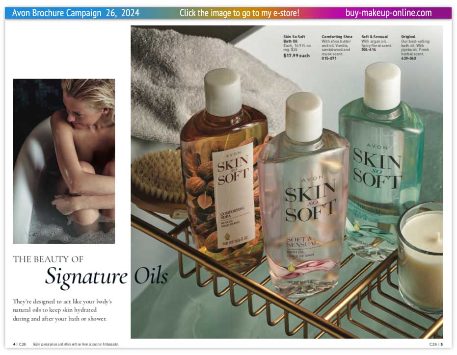 Current Avon Brochure Campaign 26 Online | Avon Skin So Soft Bath Oil 