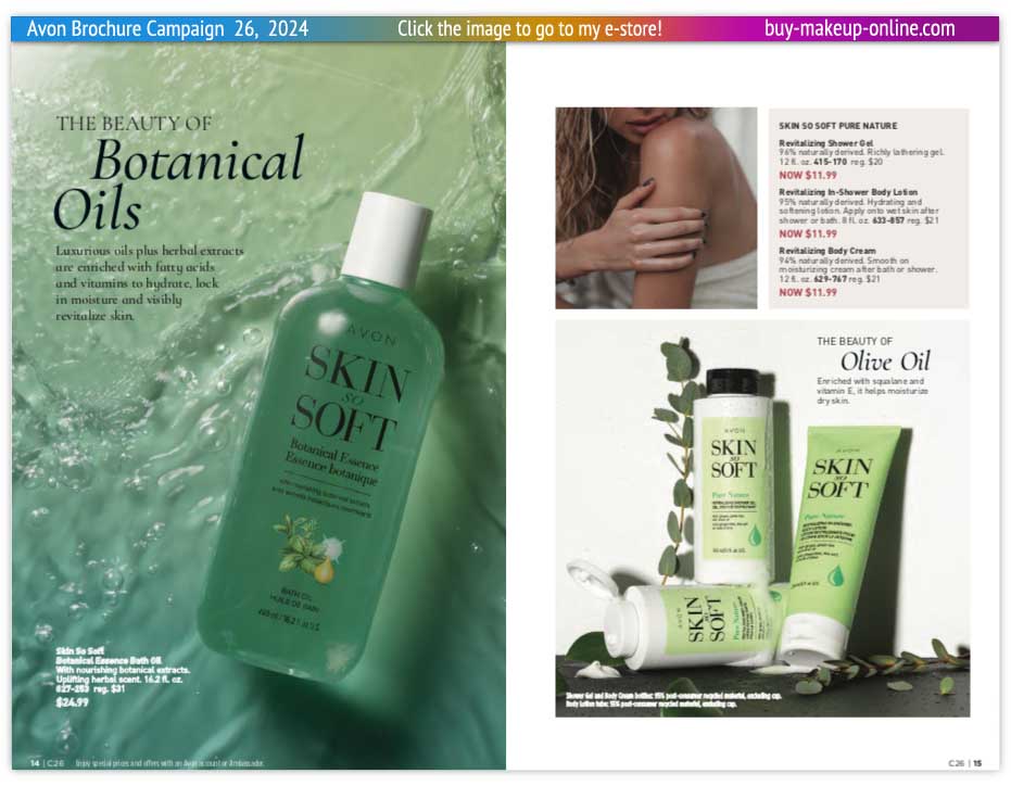 Avon Catalog Campaign 26 Online | Avon Skin So Soft Soft Botanical Essence Pure Nature 