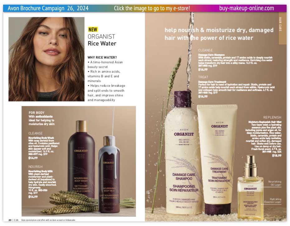 Shop Avon Campaign 26 Catalog Online | Avon Organist Rice Water 