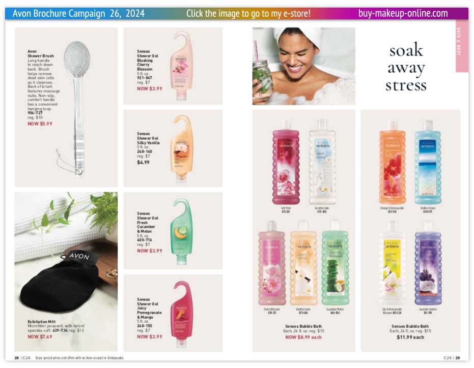 Avon Campaign 26 Catalogs Online | Avon Senses Shower Gel Bubble Bath Avon Shower Brush 