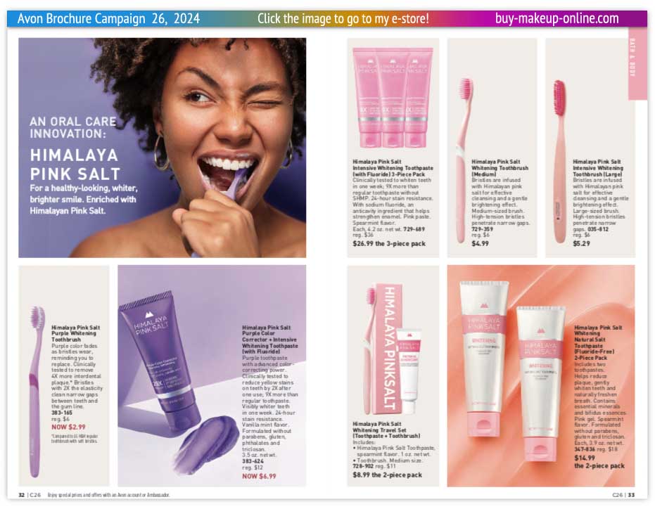 view Avon Campaign 26 Catalog Online | Avon Himalaya Pink Salt Toothpaste Toothbrush 