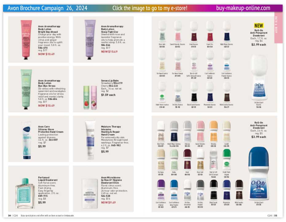 view Avon Brochures Catalog Online Campaign 26 | Avon Aromatherapy Silicone Glove Healing Repair Hand Cream Anti-Perspirant Deodorant 