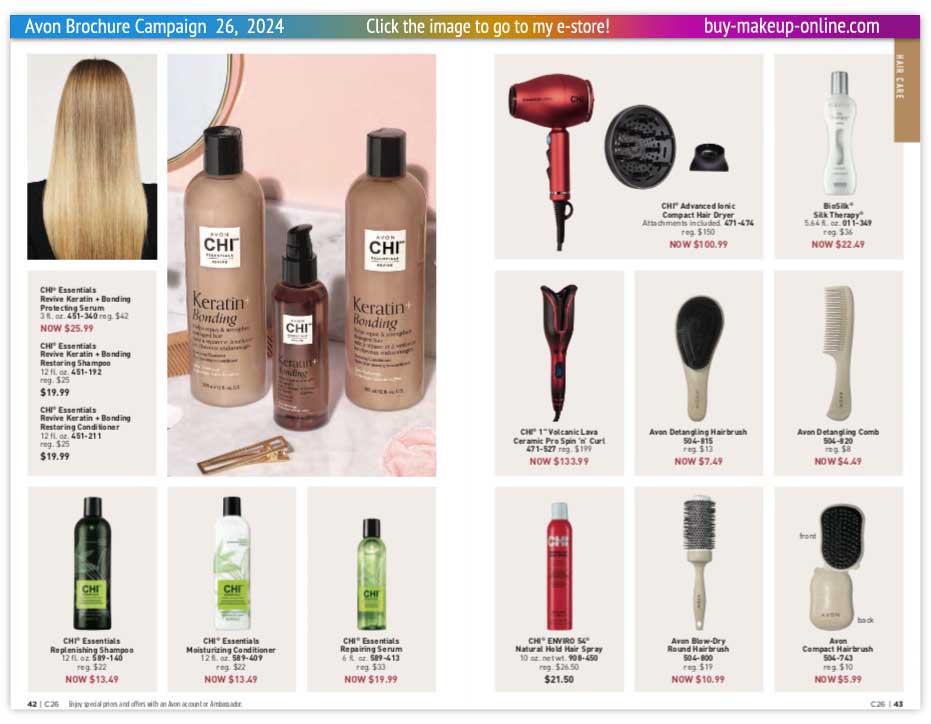 view Avon  Campaign 26 Brochures Catalog Online | Avon CHI Essentials Biosilk Hairbrush 