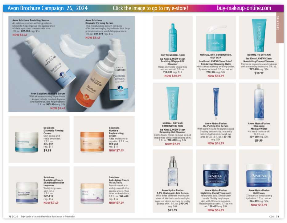 Avon Book Campaign 26 Online | Avon Anew Hydra Fusion Solutions Serum Cream LXNEW Clean 