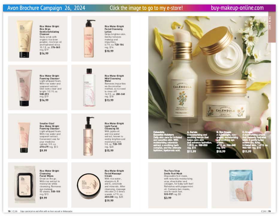 Avon Book Campaign 26 Catalog Online | Avon Rice Water Bright Smile Foot Mask Calendula 