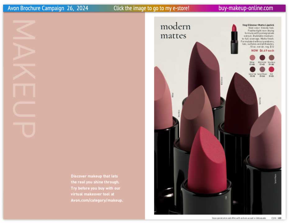 view Avon Campaign 26 Book Online | Avon Glimmer Matte Lipstick 