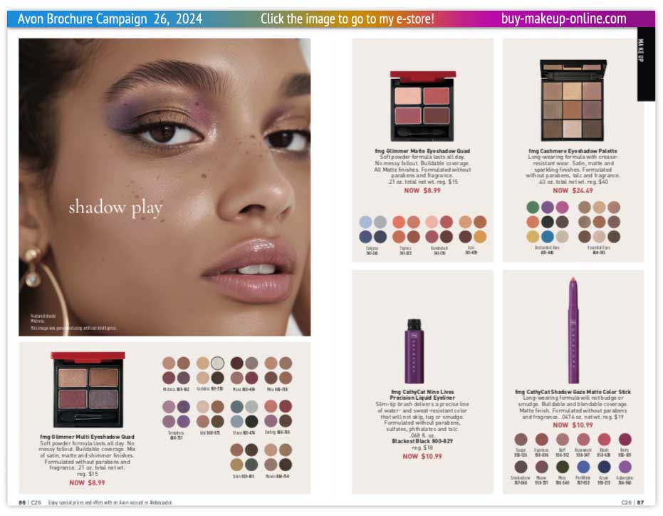 view Avon Campaign 26 Catalog Online | Avon Glimmer Eyeshadow CathyCat 