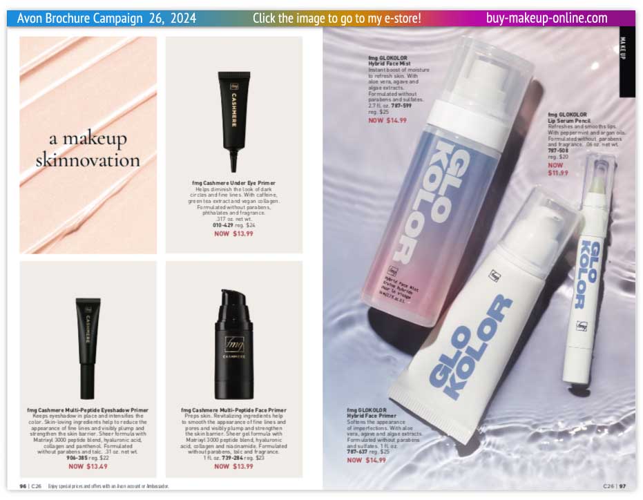 view Avon Catalog Campaign 26 Online | Avon Cashmere Primer GloKolor 