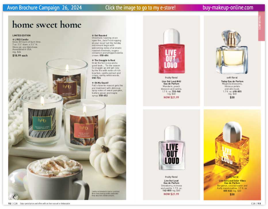 view Avon Catalog Campaign 26 Online | Avon Fragrance Lyrd Candle Live Out Loud Today 