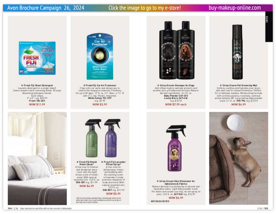 view Avon Catalog Campaign 26 Online | Avon Fresh Fiji Detergent Freshener Spray Sirius Pet Grooming 