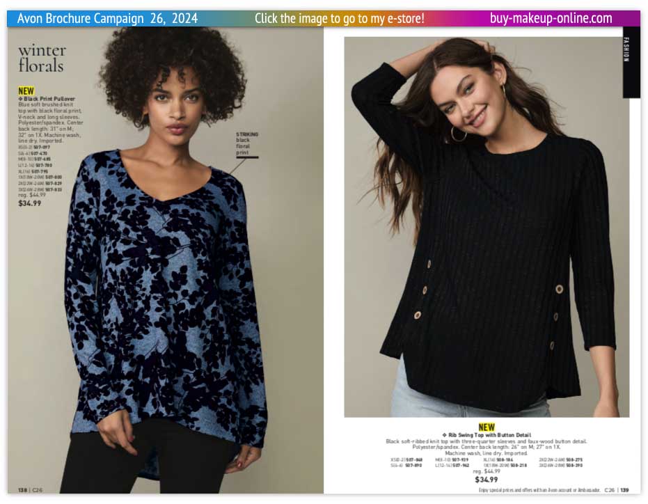 view Avon Catalog Campaign 26 Online | Fashion-Black-Print-Pullover 